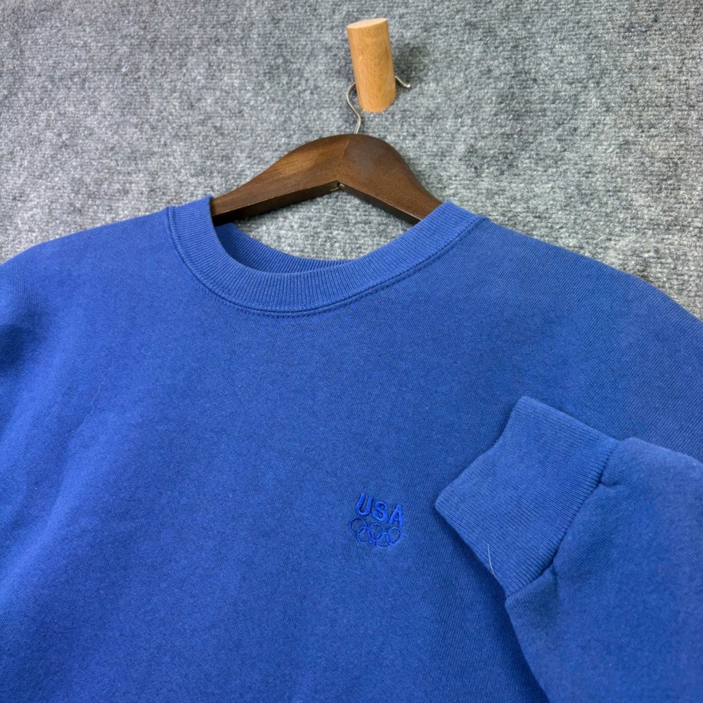 JCPenney USA Olympic Sweatshirt Mens Medium Blue Embroidered Vintage Pullover